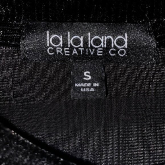 NWT La La Land Creative Co Black Ribbed Velvet Elastic Hem Top Small - Picture 6 of 8